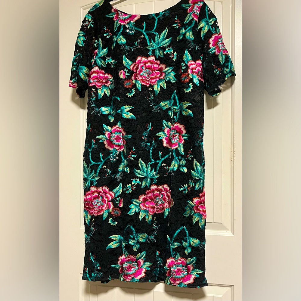 Eliza J floral Embroidered Lace overlay Cocktail dress.